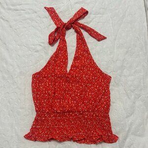 Sienna Sky Red Floral Halter Top - Size Small